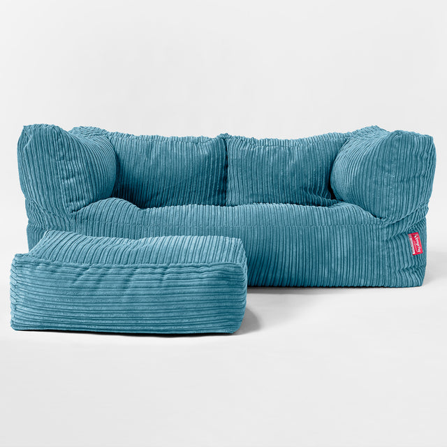 Riesen Albert Kinder Sitzsack Sofa 2-14 Jahre - Cord Türkis 02