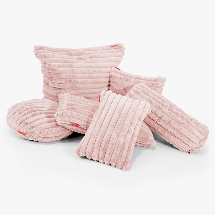 Riesen Dekokissen / Sofa Kissenbezug 40 x 80cm - Ultra Plüsch Cord Pastellrosa 02