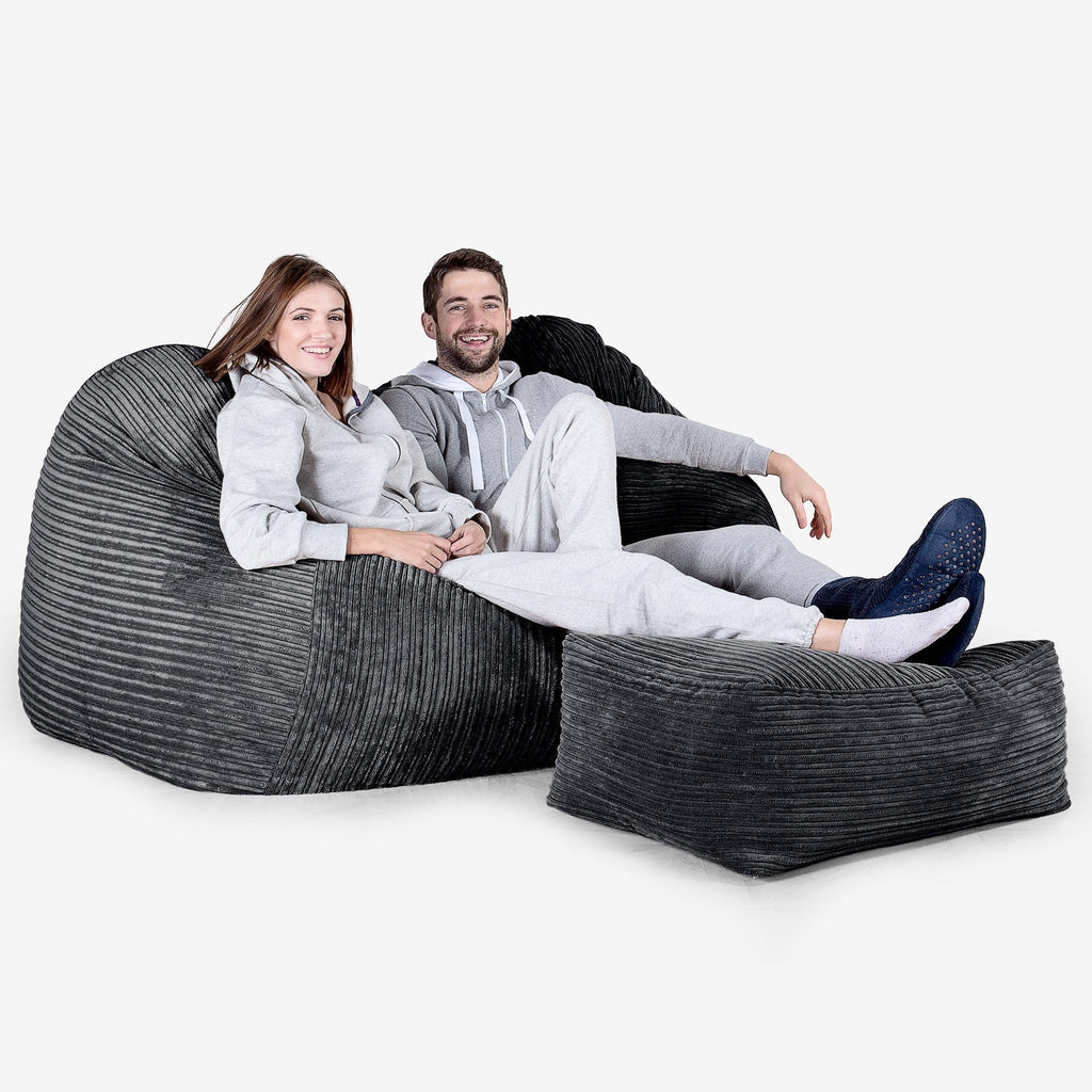 Riesen Sitzsack Couch - Cord Schwarz 03