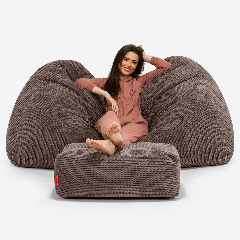 Riesen Sitzsack Couch - Pom-Pom Schoko 03