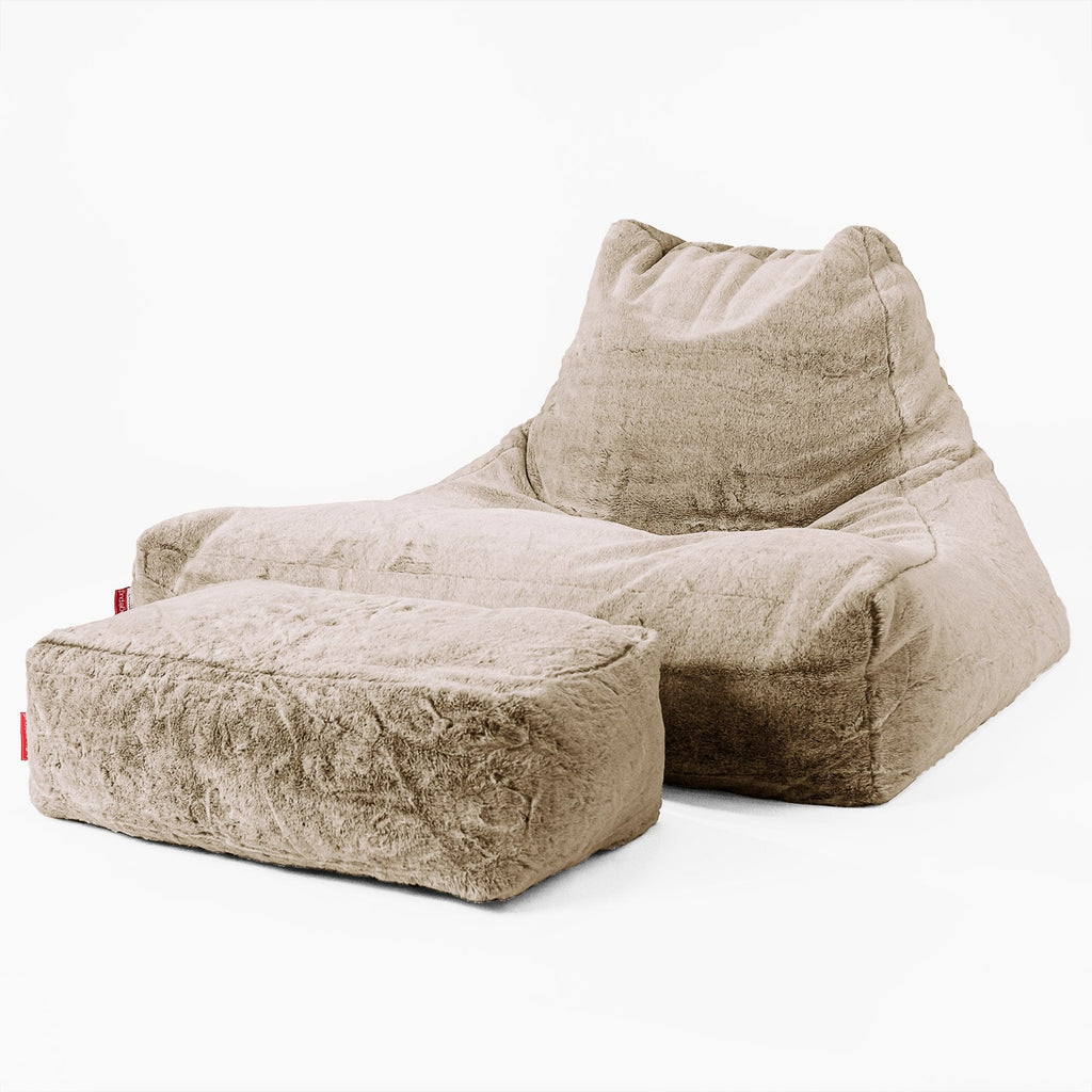 Riesen Sitzsack Lounge Sessel - Kaninchen Kunstfell Goldbraun 02