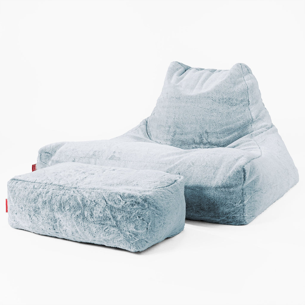 Riesen Sitzsack Lounge Sessel - Kaninchen Kunstfell Pastellblau 02