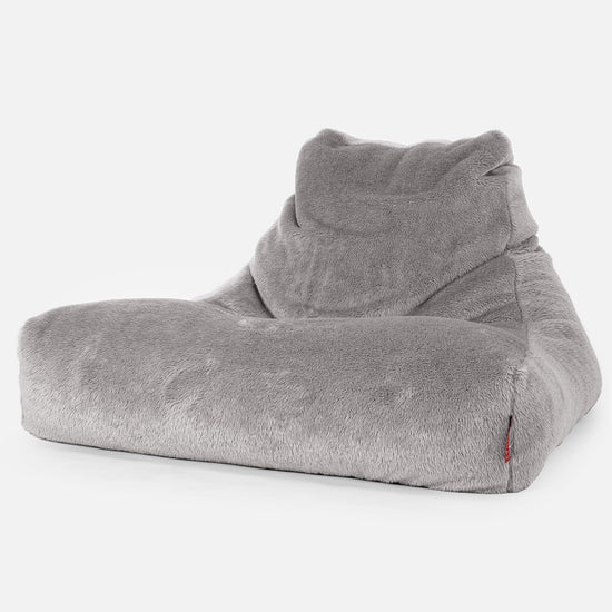 Riesen Sitzsack Lounge Sessel - Teddy Kunstfell Mittelgrau 01