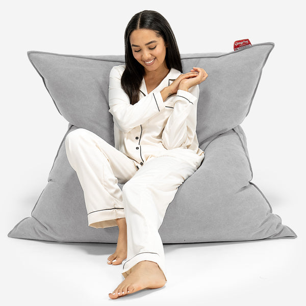 Sitzsack XXL - Stonewashed-stoff Pewter 01