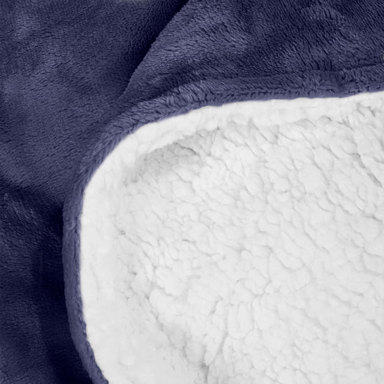Sherpa-Decke - Sherpa-Fleece Dunkelblau 04