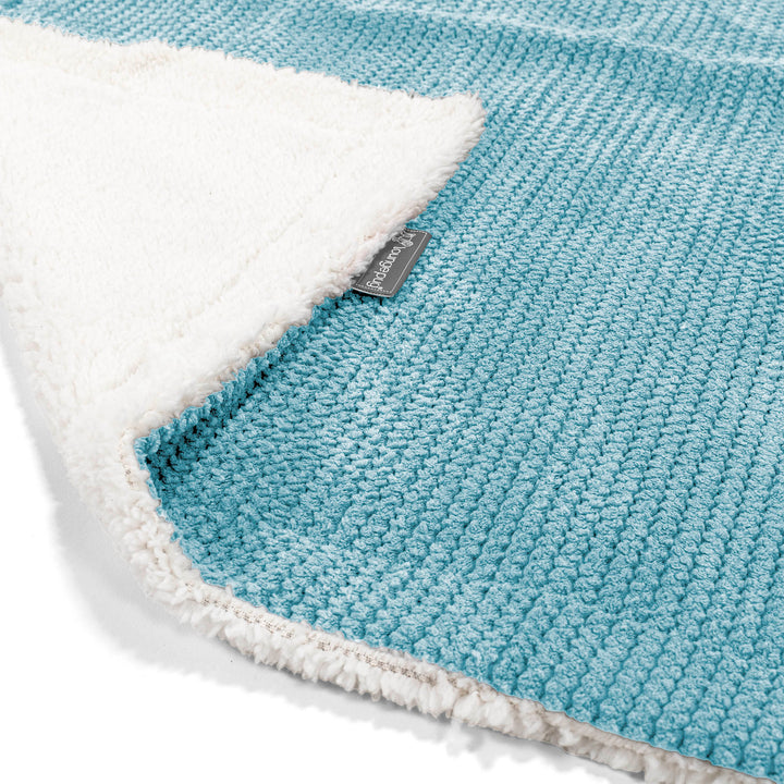 Lounge Pug Sherpa-Kuscheldecke Tagesdecke Waffle Cord Türkis 100 x 140 cm– Big Bertha Original DE