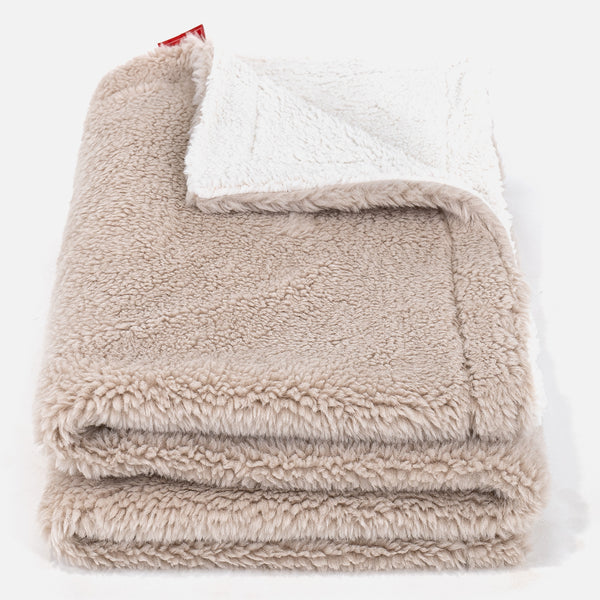Sherpa-Decke - Teddy Kunstfell Nerzfarben 01