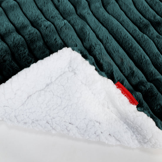 Sherpa-Decke - Ultra Plüsch Cord Blaugrün 02