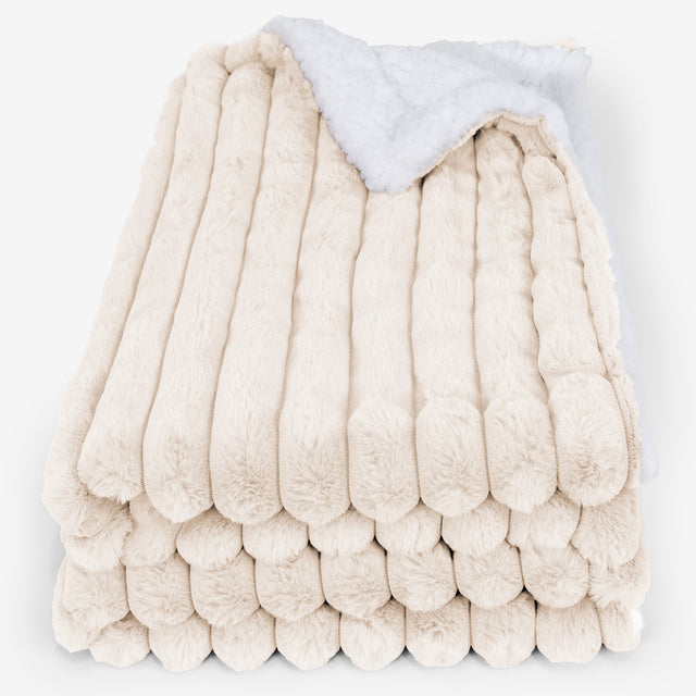 Sherpa-Decke - Ultra Plüsch Cord Creme 01