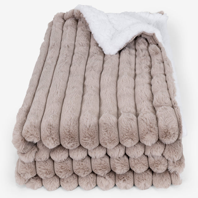 Sherpa-Decke - Ultra Plüsch Cord Nerzfarben 01