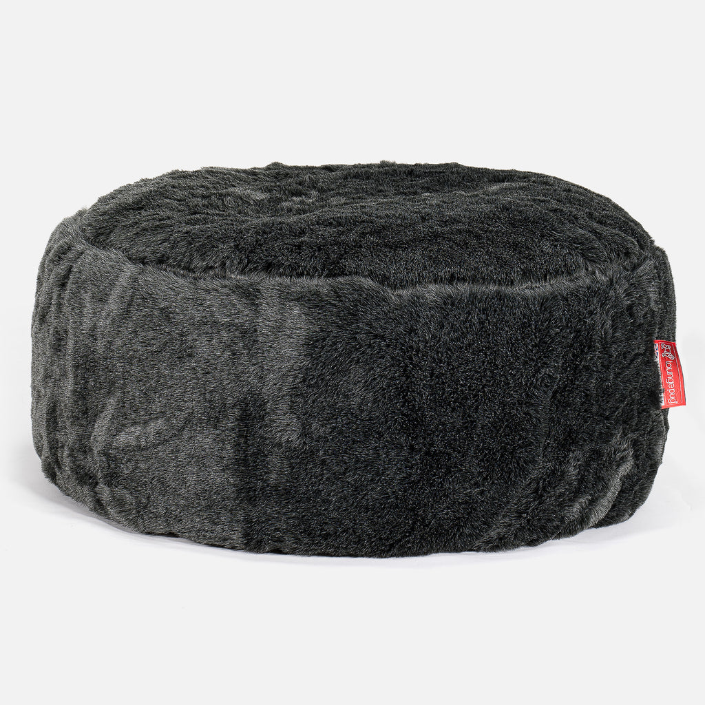 Sitzhocker Pouf - Kunstfell Schwarz 01