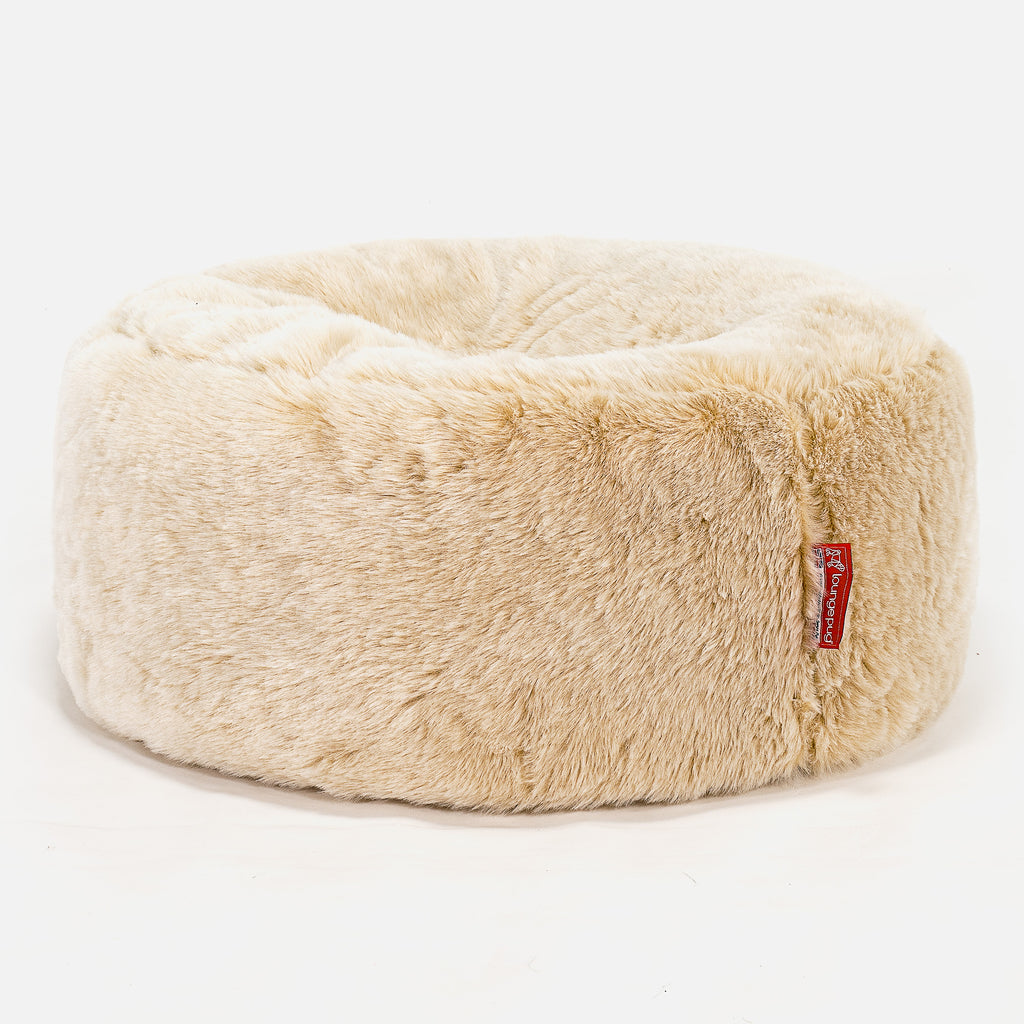 Sitzhocker Pouf - Kunstfell Weiß 01