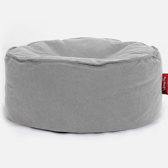 Sitzhocker Pouf - Stonewashed-stoff Pewter 01