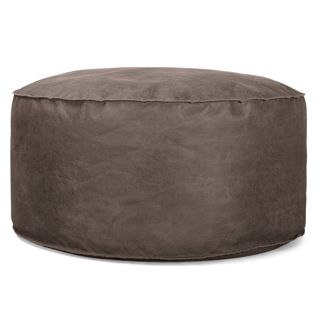 Sitzhocker Pouf - Vintage Leder Schiefergrau 01