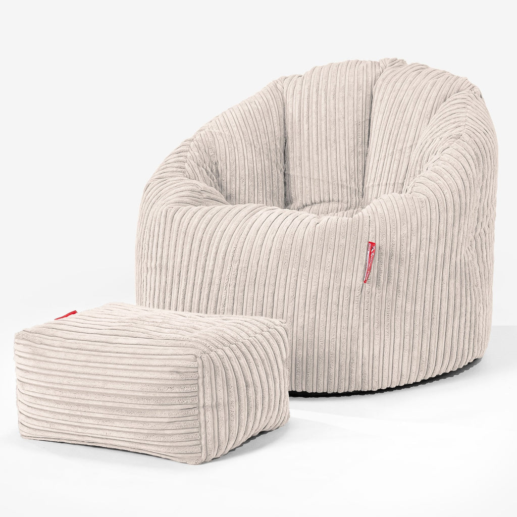 Sitzsack Kuschel Lounge Sessel - Cord Elfenbein 02