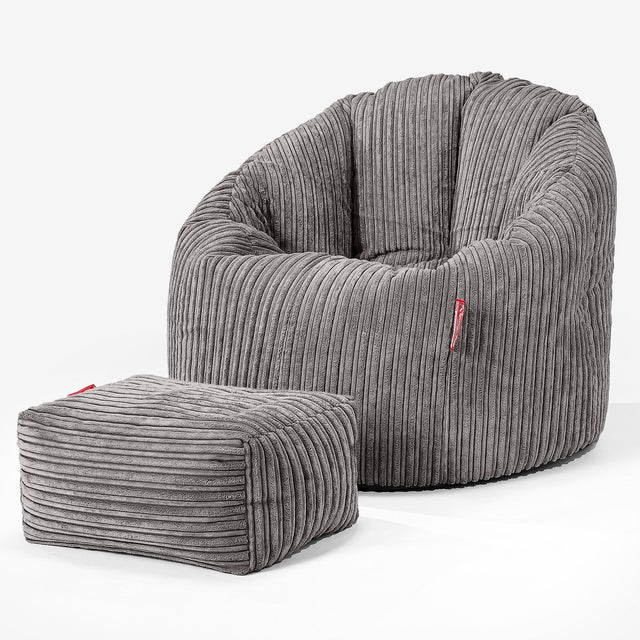 Sitzsack Kuschel Lounge Sessel - Cord Schiefergrau 02