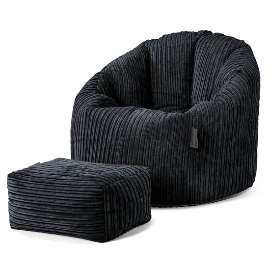 Sitzsack Kuschel Lounge Sessel - Cord Schwarz 02