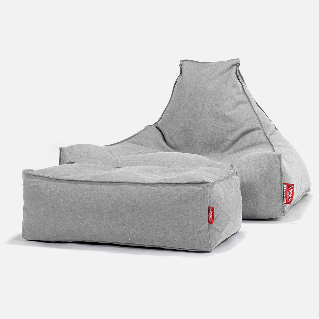 Sitzsack Lounge Sessel - Stonewashed-stoff Pewter 02
