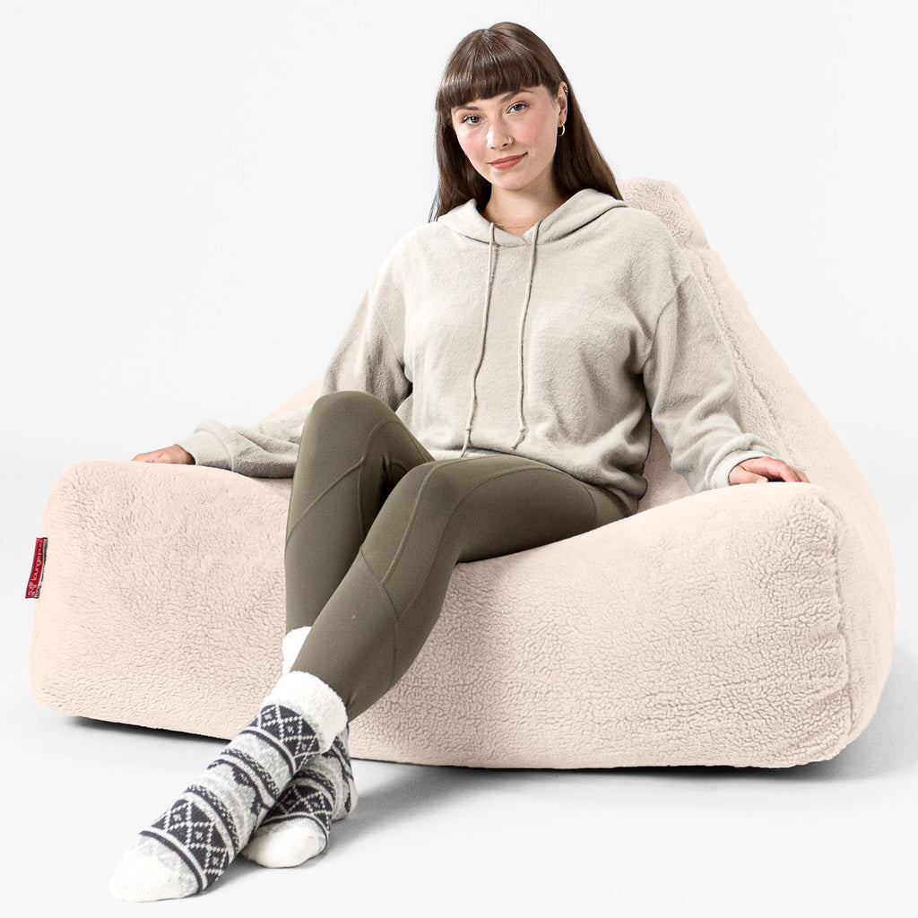 Sitzsack Lounge Sessel - Teddy Kunstfell Nerzfarben 02