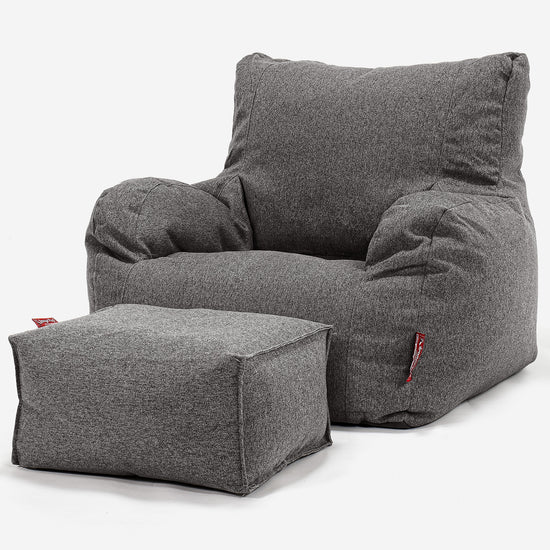 Sitzsack Ohrensessel - Interalli Wolle Grau 02