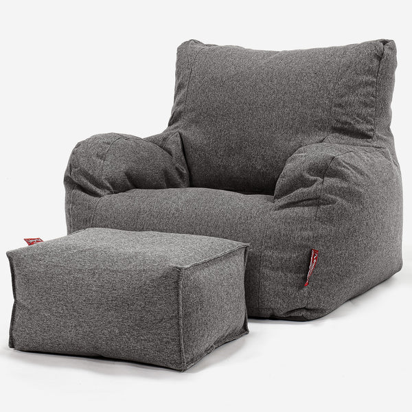 Sitzsack Ohrensessel - Interalli Wolle Grau 01