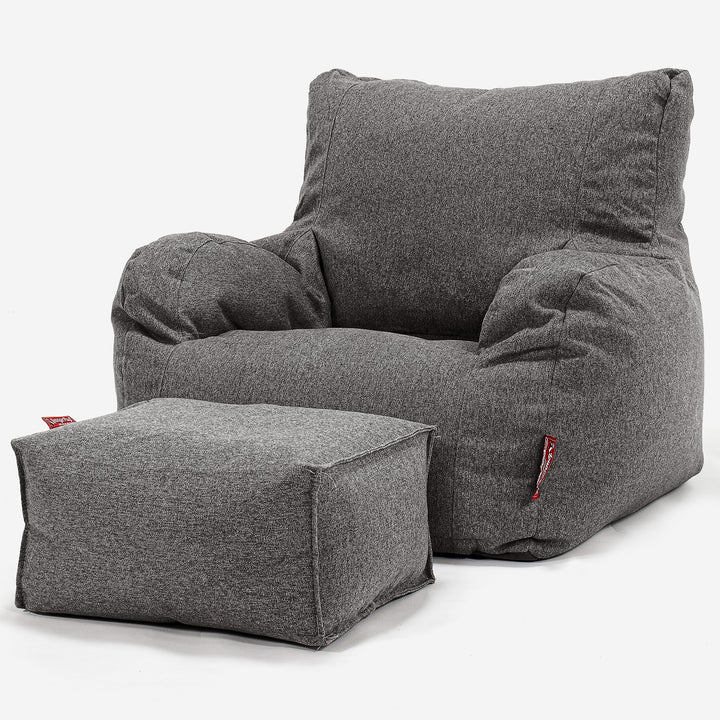 Sitzsack Ohrensessel - Interalli Wolle Grau 02