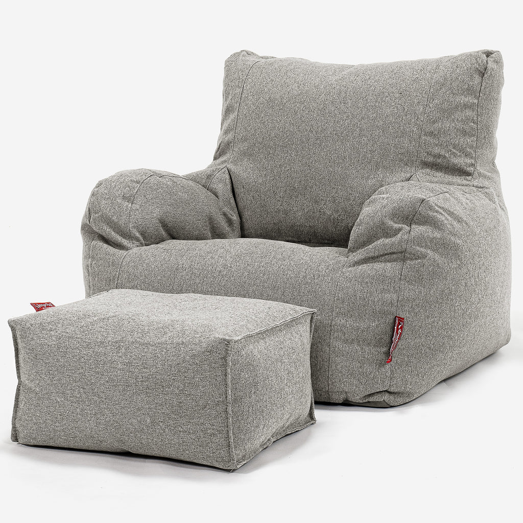 Sitzsack Ohrensessel - Interalli Wolle Silber 02