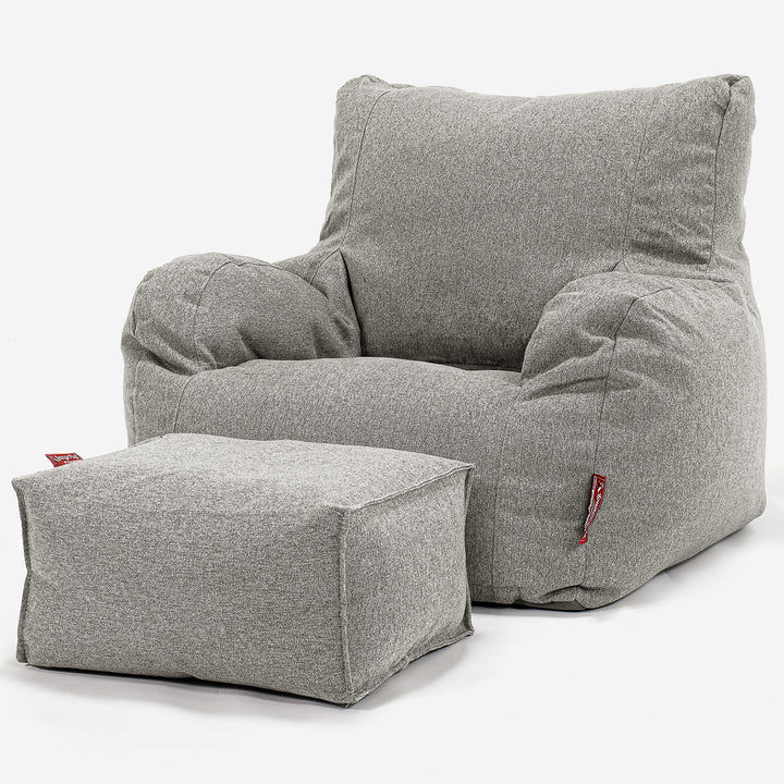 Sitzsack Ohrensessel - Interalli Wolle Silber 02
