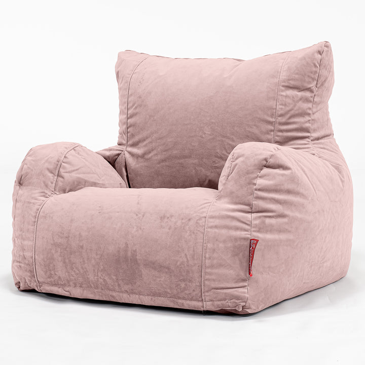 Lounge Pug, Sitzsack Ohrensessel, Samt Pink– Big Bertha Original DE