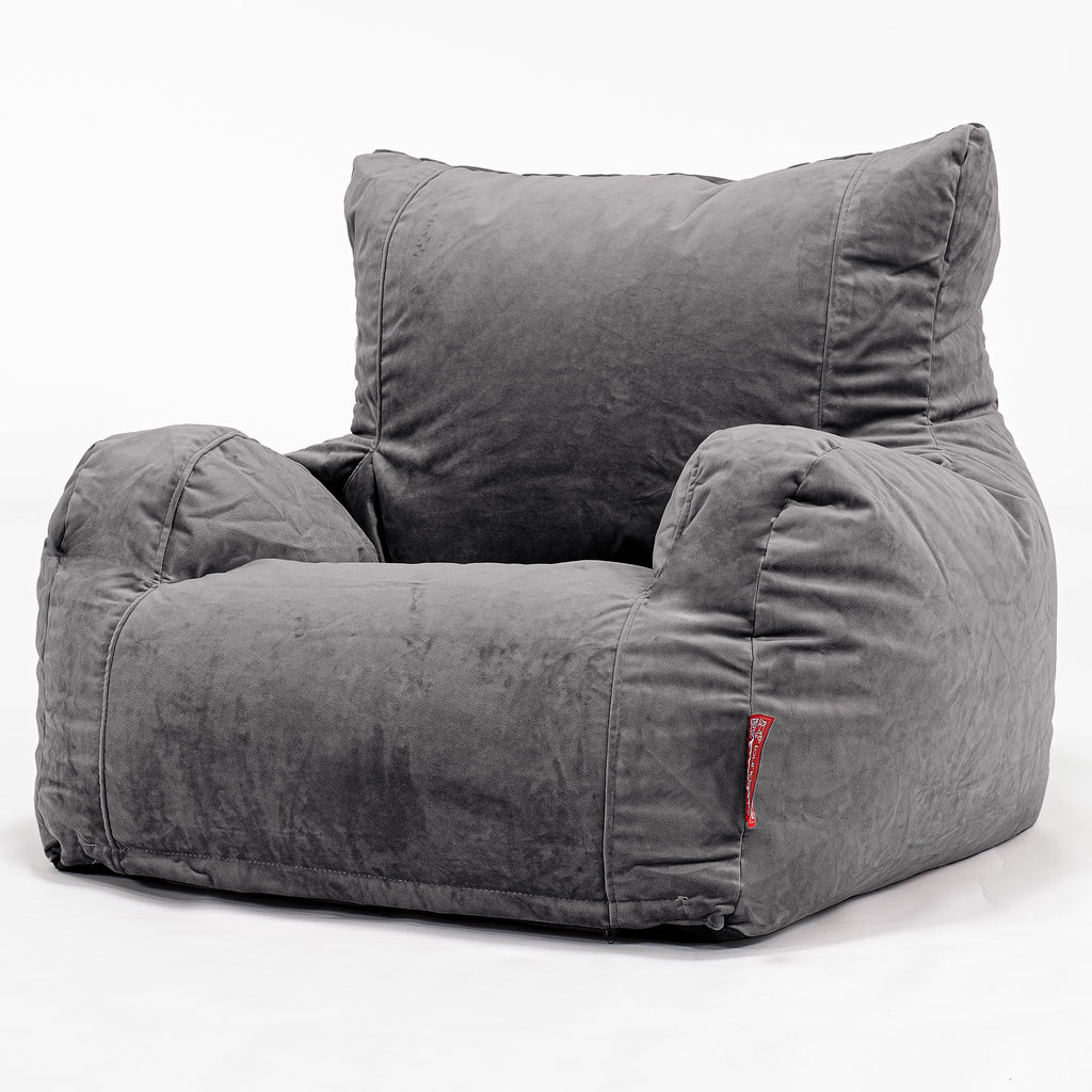 Sitzsack Ohrensessel - Samt Schiefergrau 01