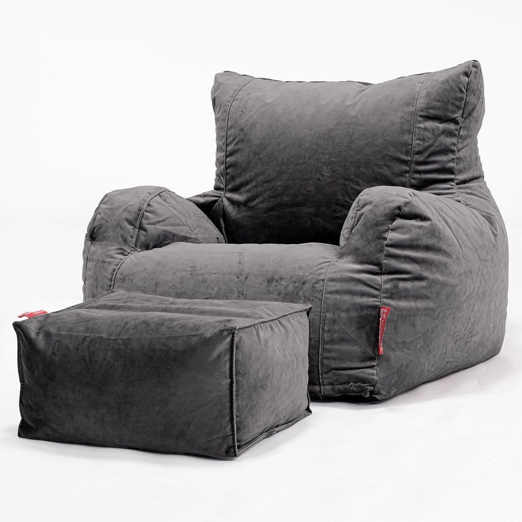Sitzsack Ohrensessel - Samt Schiefergrau 02