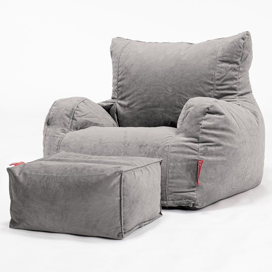 Sitzsack Ohrensessel - Samt Silber 02