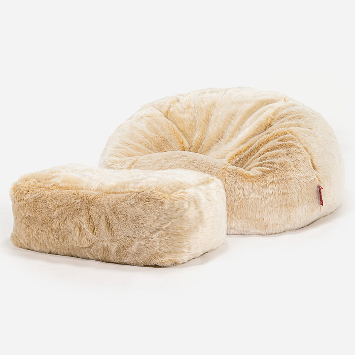 Sitzsack Sofa - Kunstfell Weiß 02