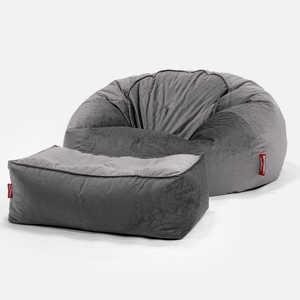 Sitzsack Sofa - Samt Schiefergrau 01