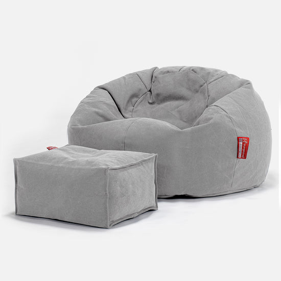 Klassischer Sitzsack Sessel - Stonewashed-stoff Pewter 02