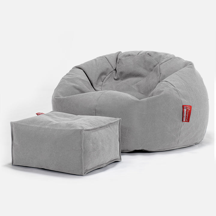 Klassischer Sitzsack Sessel - Stonewashed-stoff Pewter 02