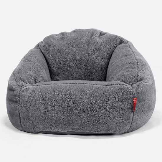Bubble Sitzsack Sessel - Teddy Kunstfell Dunkelgrau 01