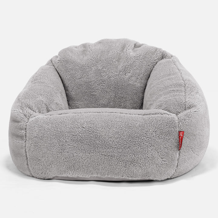 Bubble Sitzsack Sessel - Teddy Kunstfell Mittelgrau 01