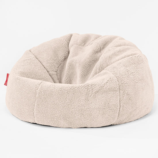 Klassischer Sitzsack Sessel - Teddy Kunstfell Creme 01