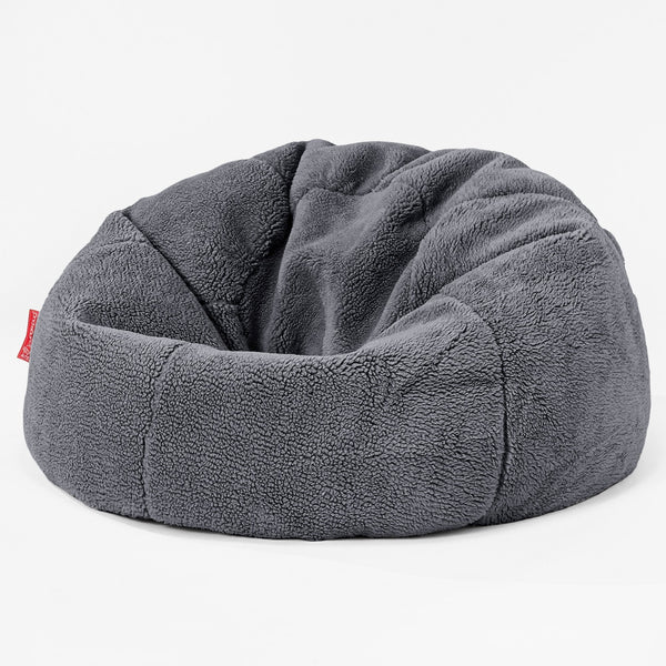 Klassischer Sitzsack Sessel - Teddy Kunstfell Dunkelgrau 01