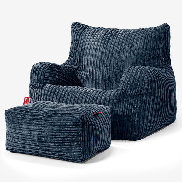 Sitzsack Sessel für Teenager 6-14 Jahre - Cord Marineblau 01