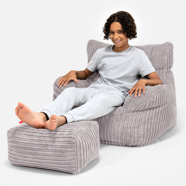 Sitzsack Sessel für Teenager 6-14 Jahre - Cord Silber 01