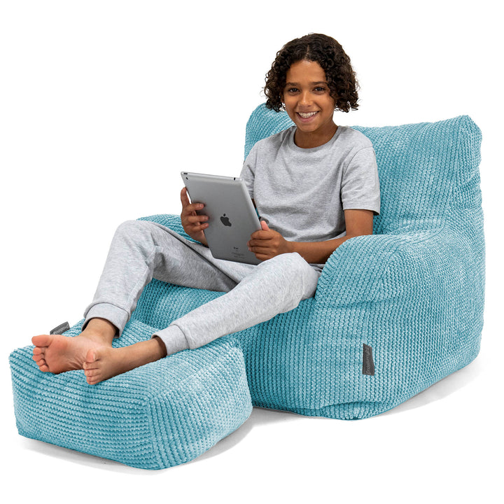Lounge Pug Teenager Sitzsack Sessel Waffle Cord Türkis Sitzsack Sessel für Teenager & Studenten– Big Bertha Original DE