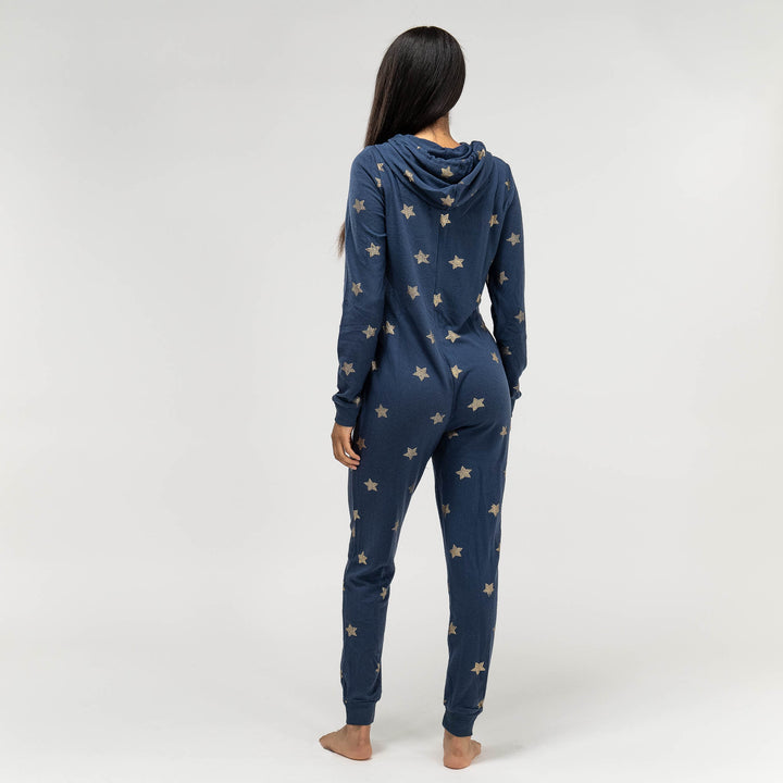Marineblauer und goldener Stern Jersey Onesie für Damen 06