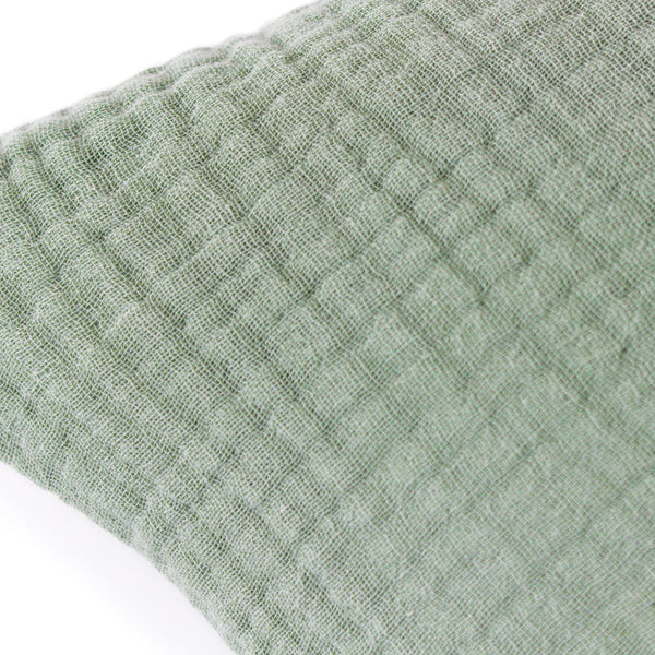 Musselin-Knitterbaumwoll-Kissenbezug 45 x 45 cm - Salbeigrün Fabric Close-up Image