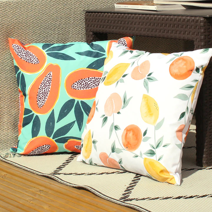 Outdoor Dekokissen / Sofa Kissenbezug 43 x 43cm - Fruchtdruck Weiß 04