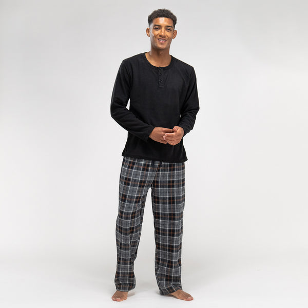 Schwarzer Karo-Pyjama für Herren 01