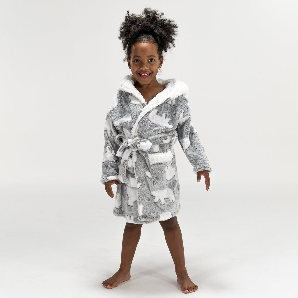 Weicher Fleece Eisbär-Bademantel für Kinder 02