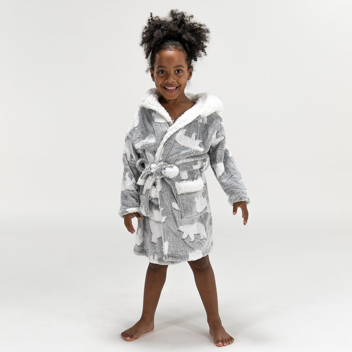 Weicher Fleece Eisbär-Bademantel für Kinder 02