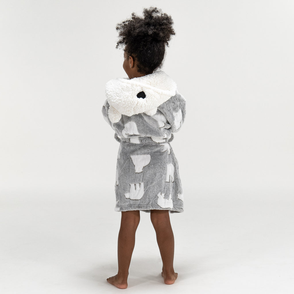 Weicher Fleece Eisbär-Bademantel für Kinder 04